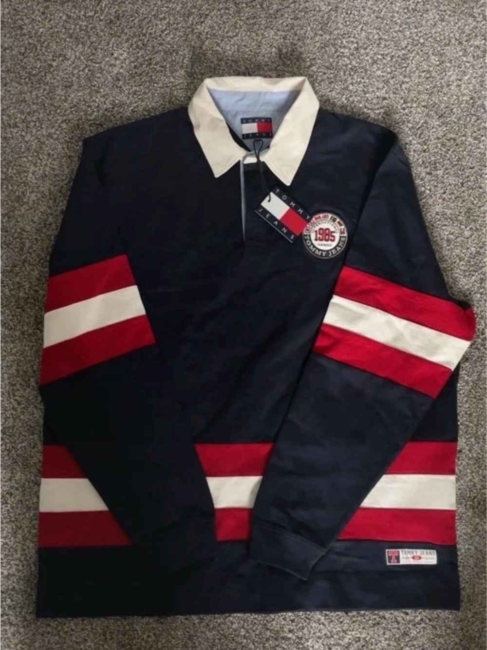 Tommy Hilfiger Navy, Red & White Rugby-Style Shirt Jacket